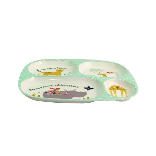 Prato Infantil de Melamina Retangular com Divisórias 23,9cm