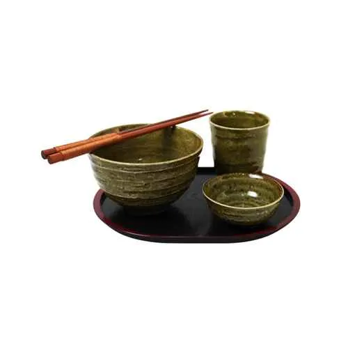 Conjunto de Cerâmica Japonesa Musgo – 5 peças